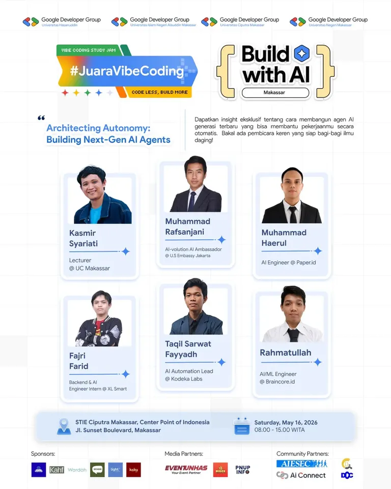 Speaker, Google Build with AI 2026 — GDGoC Makassar Award