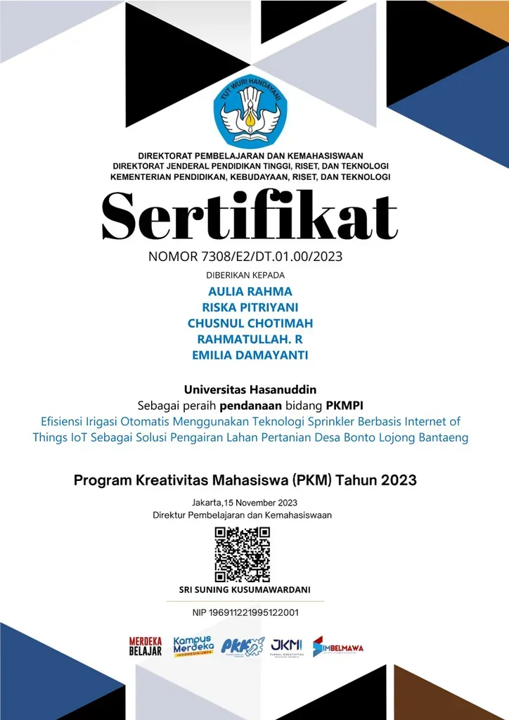 PKM-PI Funding 2023 Certificate