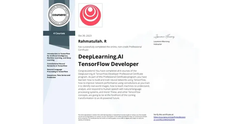 DeepLearning.AI TensorFlow Developer certificate
