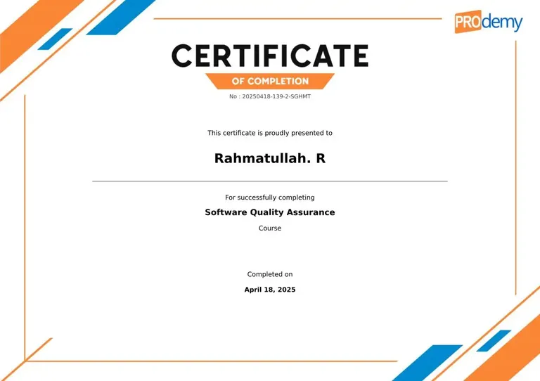 Software Quality Assurance, Pro Sigmaka certificate